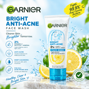 Garnier Bright Anti-Acne Face Wash with Vitamin C 2% – Salicylic Acid & Mineral